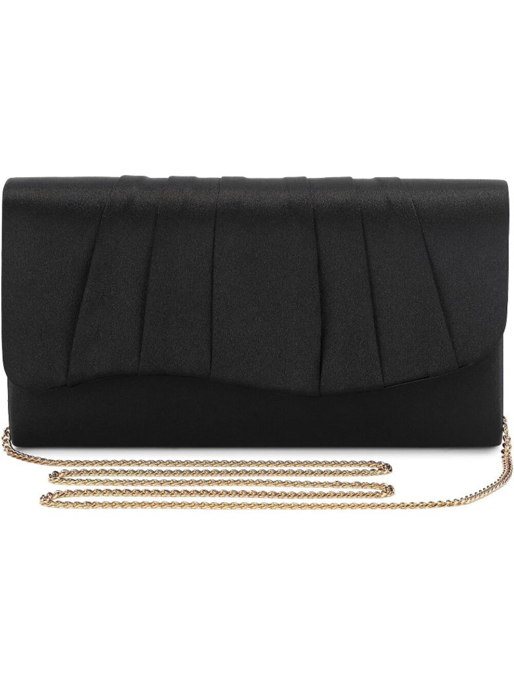 〽️Womens Black Dressy Envelope Clutch Cross Body Bag Chain For Wedding Party